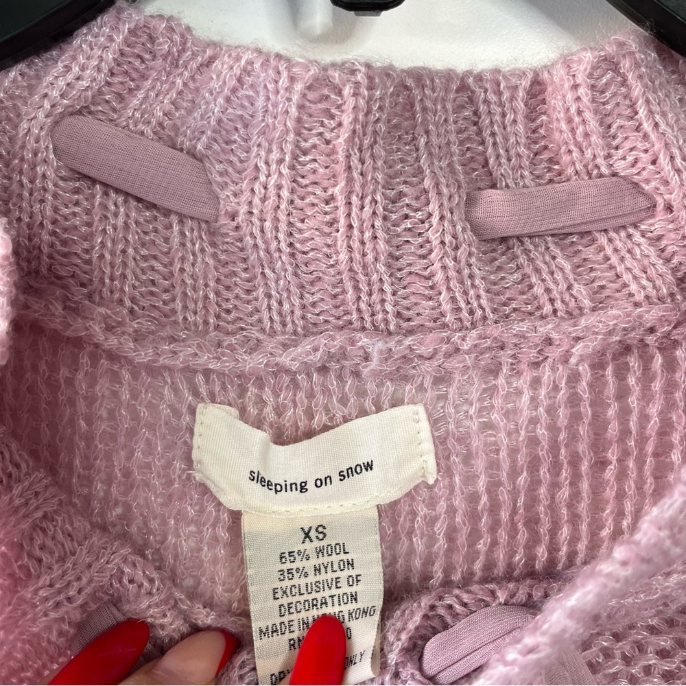 Sleeping on snow Anthropologie pink wool scarf neck knit sweater - Picture 2 of 3